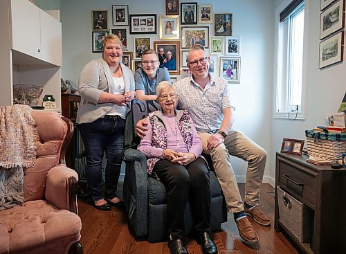 Ruth Bonneville / Free Press

49.8 - multi-gen housing


Family group photo of David (53) and Janet Rheault (51), Jeannette Rheault (88) and Joshua Rheault (15).  Also other photos to go with story.  

Story: 49.8 Under One Roof: Multi-generational living in Winnipeg
Case study: David and Janet Rheault welcomed David&#x573; 88yo mother Jeannette into their home three years ago when she needed full-time care due to medical reasons. At that time the couple&#x573; children &#x420;Meagan, Matthew and Joshua &#x420;were all still living at home, so there six people across three generations, living under one roof. Megan has since married and moved out.

Group photos of 5 members of the family,, family room that has been converted into a dining room and puzzle room. As well, pics of Jeannette&#x573; living area upstairs, which has been converted from two bedrooms into one big suite with a living area and a sleeping area. And,  pics of the bathroom,which has been renovated to accommodate Jeannette&#x573; needs, and the stairlift, which the couple installed so Jeannette would have her own space upstairs. 

AV Kitching 
Writer, Arts &amp; Life, The Free Press

May 28th, 2024
