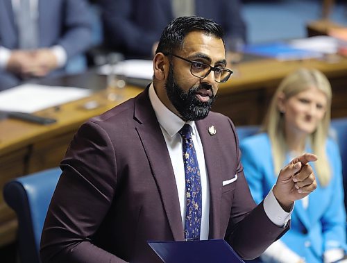 RUTH BONNEVILLE / WINNIPEG FREE PRESS

LOCAL - question period at LEG

Photo of, Fort Whyte - Obby Khan PC, asking questions of the energy minister.

Manitoba's new Premier, Wab Kinew and members of his caucus, will take questions from the official opposition, PC leader, Heather Stefanson and her members, in the house at the Legislative Building Wednesday. 

Nov 22nd,, 2023