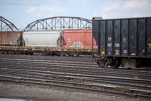 Mike Sudoma/Free Press
The Arlington Bridge stands tall behind the CP Railcards along Higgins Avenue Friday afternoon
May 31, 2024