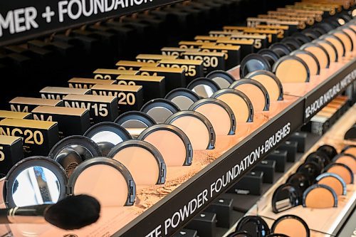 Mike Sudoma/Free Press
A variety of different foundations and facial products line a display shelf at MAC Cosmetics new store on the 2nd level of Polo Park Shopping Centre Friday morning
May 31, 2024