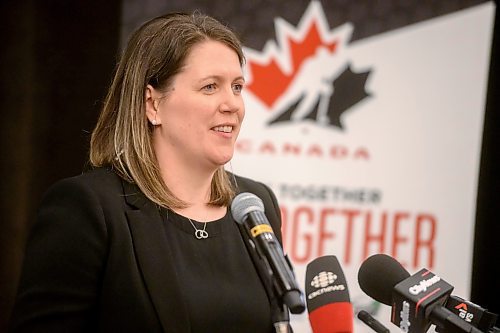 Mike Sudoma/Free Press
Hockey Canada Board Director, Gillian Apps speaks on her history in the sport during a press conference at the Delta Hotel Winnipeg Friday afternoon
May 31, 2024