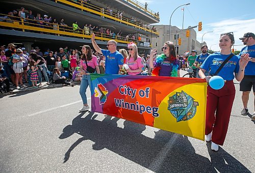 JOHN WOODS / FREE PRESS
Mayor waves to the people as they attend Pride parade in Winnipeg Sunday, June 2, 2024. 

Reporter: tyler