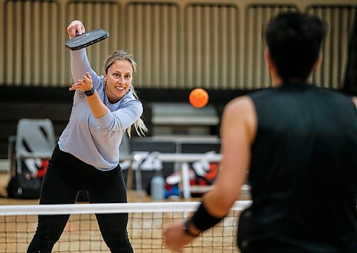 JOHN WOODS / FREE PRESS
Amy Lattimer warms up with partner Ben Starkey, right, for their match against Christine Esau and John Regan in the U49 4.0 provincial pickleball tournament at Dakota Fieldhouse in Winnipeg Sunday, June 2, 2024. 

Reporter: josh