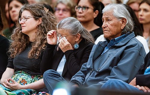 JOHN WOODS / FREE PRESS
People attend a rematriation and repatriation apology event at the University of Manitoba (U of MB) in Winnipeg Monday, June 3, 2024. President Michael Benarroch apologized for U of MB&#x2019;s history related to the inappropriate acquisition and housing of First Nations, Inuit and M&#xe9;tis ancestral remains, burial belongings, and cultural heritage without consent.

Reporter: nicole