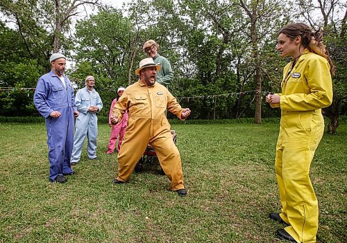 JOHN WOODS / FREE PRESS
The cast of Shakespeare In The Ruins rehearses a scene from their upcoming play at the St Norbert monastery ruins Tuesday, June 4, 2024. 

Reporter: ben