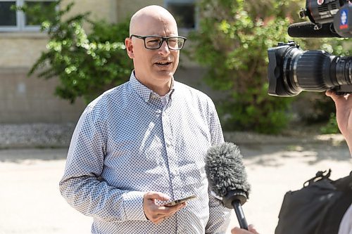 MIKE DEAL / FREE PRESS
Providence provost Nicholas Greco talks to the media, providing a statement from the school.
RCMP are at Providence University College &amp; Theological Seminary in Otterburne, MB, Wednesday morning.
240605 - Wednesday, June 05, 2024.