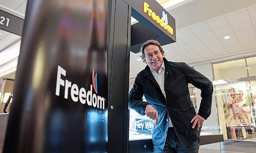 Ruth Bonneville / Free Press

BIZ - Freedom Mobile

Pierre Karl Peladeau, CEO of Quebecor, is in Winnipeg for launch of Quebecor-owned Freedom Mobile service in Manitoba.  

Peladeau officially opened the Freedom Mobile kiosk in Polo Park mall  with staff at ribbon -cutting Thursday. 

See story by Martin Cash 

June 6th, 2024