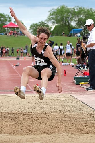 Vincent Massey's Zach Redekop earned a bronze medal in the varsity boys' long jump at track and field provincials in Winnipeg on Friday. (Thomas Friesen/The Brandon Sun)