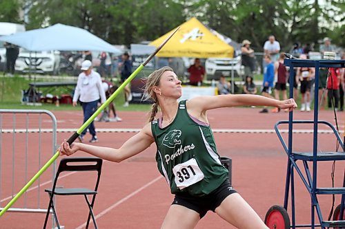 Glenboro's Anna Forbes claimed silver in the varsity girls' javelin at track and field provincials in Winnipeg on Friday. (Thomas Friesen/The Brandon Sun)