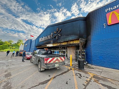 An early-morning fire on Friday that appears to have been set, forced the closure of Walmart on Friday while police continued to investigate and the store began cleaning up. (Matt Goerzen/The Brandon Sun)