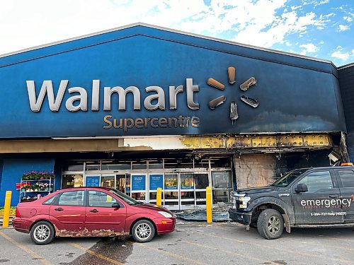 An early-morning fire on Friday that appears to have been set, forced the closure of Walmart on Friday while police continued to investigate and the store began to clean up. (Matt Goerzen/The Brandon Sun)