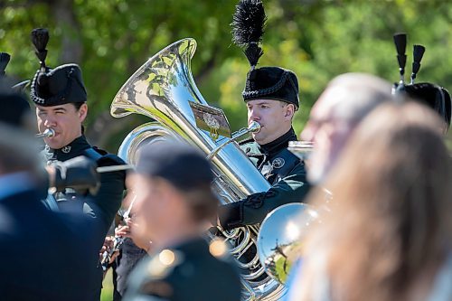 BROOK JONES / FREE PRESS
The Royal Winnipeg Rifles Association host an 80th D-Day anniversary ceremony at Vimy Ridge Park in Winnipeg, Man., Saturday, June 8, 2024. Pictured: Members of the Royal Winnipeg Rifles Association Regimental Band performs Canada's national anthem, O Canada during the commemorative ceremony.