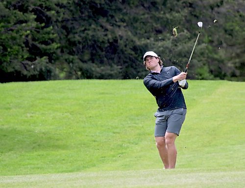 Brandon's Nolan Ritchie, shown hitting his approaching into the 16th green, finished tied for third, three shots back of Thiesen. (Thomas Friesen/The Brandon Sun)