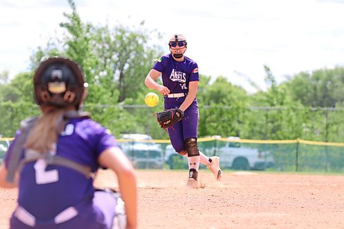 Twin City Angels pitcher Emma Frisky of Martensville, Sask., delivers to waiting catcher Ashlyn Chatfield during the Wheat City Classic at Ashley Neufeld Softball Complex on Sunday. Twin City beat Central Energy 2-0 in the under-17 final. (Perry Bergson/The Brandon Sun)
June 9, 2024