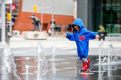 MIKAELA MACKENZIE / FREE PRESS

Three-year-old Xander (no last name given) plays in the water feature at True North Square on Monday, June 10, 2024.

Standup.

