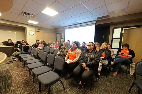 More than two dozen people showed up to Monday's Mountain View School Division board of trustees meeting, the first since three trustees resigned and the superintendent was dismissed. (Colin Slark/The Brandon Sun)
