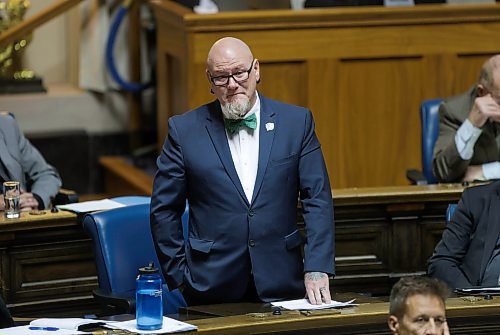 RUTH BONNEVILLE WINNIPEG FREE PRESS
Dawson Trail MLA Bob Lagassé breaks down as he talks about his mental health during QP Wednesday, March 1, 2023. 
