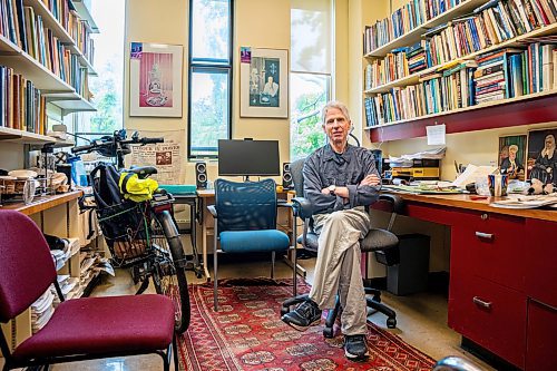 NIC ADAM / FREE PRESS
Arthur Schafer, U of M prof, founding Director of the Centre for Professional and Applied Ethics at University of Manitoba at his office Tuesday morning.

240611 - Tuesday, June 11, 2024.

Reporter: Katrina Clarke
