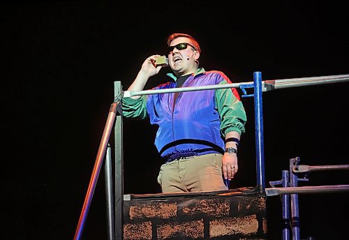 11062024
Cast members for Mecca Productions&#x560;presentation of the musical Rent run through a dress rehearsal at the Western Manitoba Centennial Auditorium on Tuesday evening. The musical opens on Thursday the 13th and runs until the 15th.
(Tim Smith/The Brandon Sun)