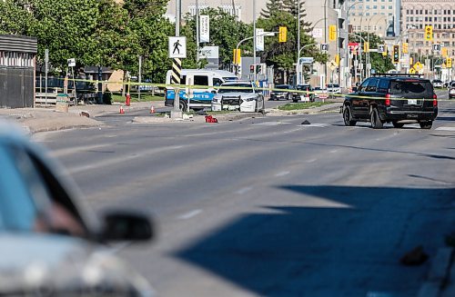 JOHN WOODS / FREE PRESS
Police attend a scene at a crosswalk on Notre Dame in Winnipeg Tuesday, June 11, 2024.  

Reporter: ?