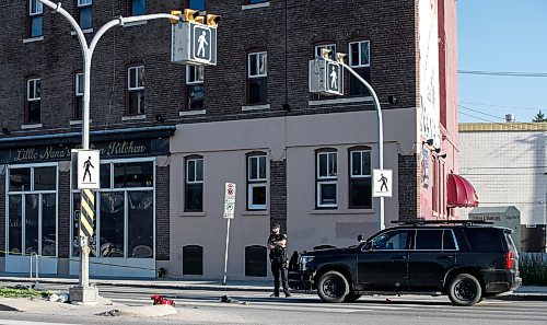 JOHN WOODS / FREE PRESS
Police attend a scene at a crosswalk on Notre Dame in Winnipeg Tuesday, June 11, 2024.  

Reporter: ?