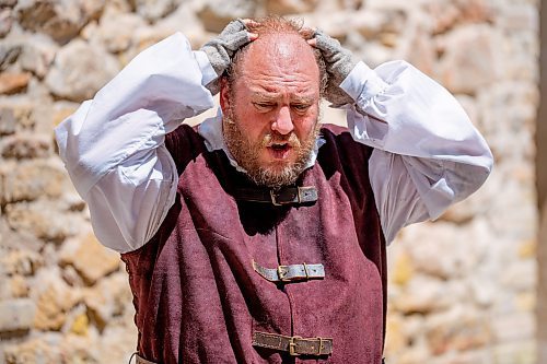 NIC ADAM / FREE PRESS
Shakespeare in the Ruins&#x2019; celebration of theatre continues at the Trappist Monastery Provincial Heritage Park with a new Canadian play. Iago Speaks runs for 11 performances between June 14 and July 7. 

Joshua Beaudry, as The Jailor, acts in a scene from the play Iago Speaks.

240612 - Wednesday, June 12, 2024.

Reporter: ?