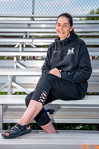 NIC ADAM / FREE PRESS
Rae Leaden is just finishing her 49th year as a high school track coach in Winnipeg. She is going for knee replacement surgery next month, and will be back for her 50th year in the fall.

240612 - Wednesday, June 12, 2024.

Reporter: Mike McIntyre