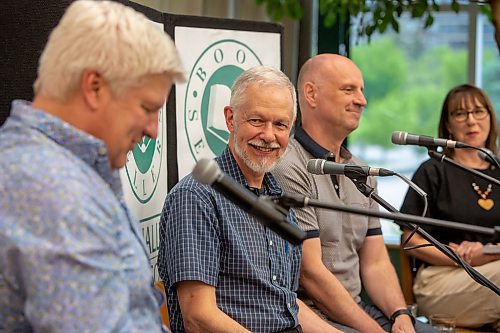 BROOK JONES / FREE PRESS
Free Press faith reporter John Longhurst launches his book Can Robots Love God and Be Saved? A Journalist Reports on Faith published by CMU Press. The event at McNally Robinson in Winnipeg, Man., Wednesday, June 12, 2024 was hosted by Rev. Michael Wilson of Charleswood United Church and featured guests Free Press Editor Paul Samyn, and Christine Baronins, who is the director of public affairs with the Church of Jesus Christ of Latter-day Saints in Manitoba and a member of the Manitoba Multifaith Council executive. Pictured: Longhurts (second from far left), Samyn (second from far right) Wilson (left) and Baronins (right).