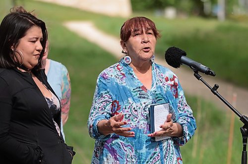 Ruth Bonneville / Free Press

Local - Myran family presser CMHR 

The grandmother of Marcedes Myran, Donna Bartlett, makes statement with the support of the sister of Marcedes, Brandy Myran and friends, outside the CMHR at the Start of Landfill Search Thursday.

&quot;We would like to take this opportunity to address the commencement of the search at the landfill for our beloved Marcedes Myran. The most important issue in all of this is justice for Marcedes and the other victims, both known: Maskode Bizhiki&#x549;kwe iban, Morgan Harris and Rebecca Contois, and unknown, of the individual charged with four counts of first-degree murder.&quot;

See story by Erik. 

June 13th, 2024