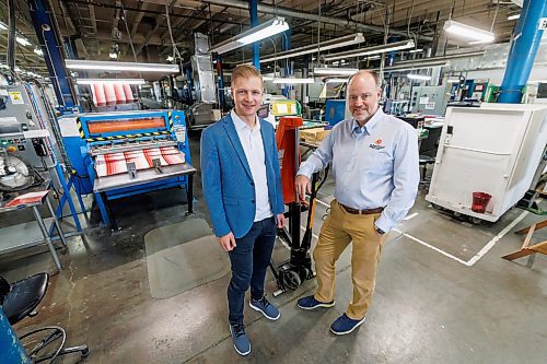 MIKE DEAL / FREE PRESS
Rick Duha (left), Chief Business Officer, Duha Group, and Douglas Crabb (right), the Chief Operating Officer, Doha Group. The fourth-generation family business makes colour swatches and other colour marketing tools located at 750 Bradford Street.
See Aaron App story
240613 - Thursday, June 13, 2024.