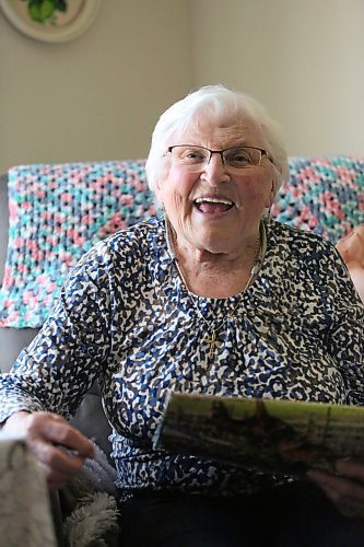 Josephine &quot;Jo&quot; Stokotelny, seen here her apartment at Loray Manor in Dauphin, is happy to be alive, and thanks God every day for her life and her family. Stokotelny was one of eight people who survived the June 15, 2023 collision near Carberry that claimed the lives of 17 others from the city of Dauphin. (Matt Goerzen/The Brandon Sun)