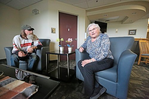 Josephine &quot;Jo&quot; Stokotelny, seen here with her son Don Stokotelny in the entrance  Loray Manor in Dauphin, is happy to be alive, and thanks God every day for her life and her family. Stokotelny was one of eight people who survived the June 15, 2023 collision near Carberry that claimed the lives of 17 others from the city of Dauphin. (Matt Goerzen/The Brandon Sun)