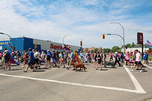 The Brandon Pride March sets off from Brandon City Hall just after noon on Saturday. (Colin Slark/The Brandon Sun)