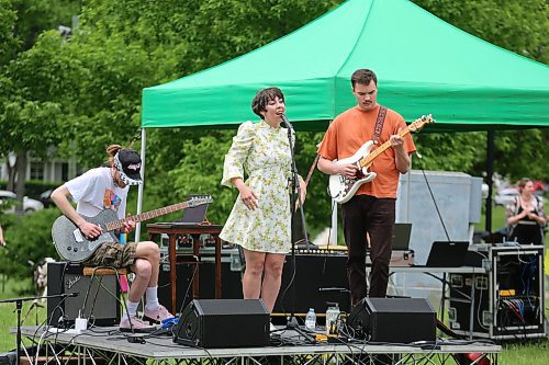 Local band Hansel kicks off entertainment at Pride in the Park on Saturday at Rideau Park with a set. (Colin Slark/The Brandon Sun)