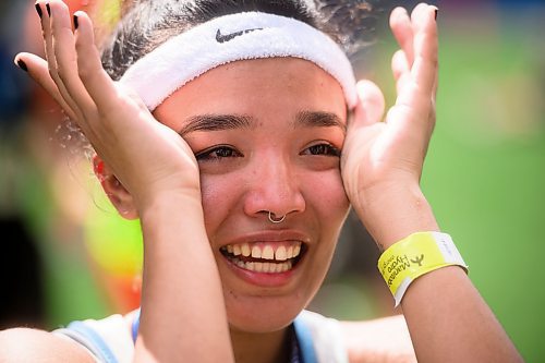 Mike Sudoma/Free Press
Fateman Jafari wipes tears from her eyes after finishing the full marathon run at the 46th annual Manitoba Marathon Sunday morning
June 15, 2024
