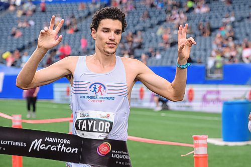 Mike Sudoma/Free Press
Runner Andrew Taylor finishes first in the mens full marathon at the 46th annual Manitoba Marathon Sunday morning
June 15, 2024
