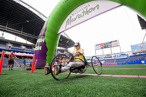 Mike Sudoma/Free Press
Wheelchair athlete Kristine Cowley finishes the wheelchair marathon at the 46th annual Manitoba Marathon Sunday morning
June 15, 2024
