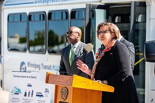 MIKAELA MACKENZIE / FREE PRESS

Janice Lukes, chairperson of the Standing Policy Committee on Public Works, announces new self-service trip booking and fare payment options for Winnipeg Transit Plus at a press conference on Monday, June 17, 2024. 

For Jura story.

