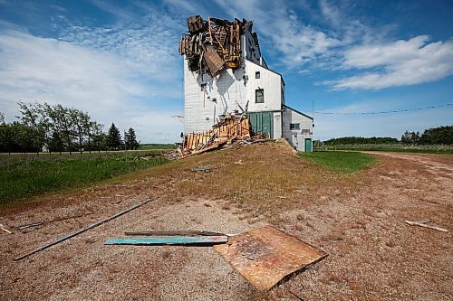 17062024
Debris is strewn around the Sinclair grain elevator in southwestern Manitoba on Monday after it was heavily damaged during storms over the weekend. 
(Tim Smith/The Brandon Sun)