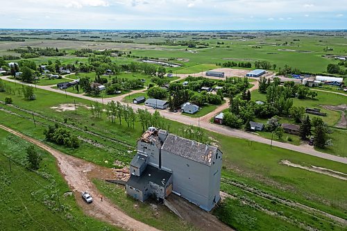 17062024
Debris is strewn around the Sinclair grain elevator in southwestern Manitoba on Monday after it was heavily damaged during storms over the weekend. 
(Tim Smith/The Brandon Sun)