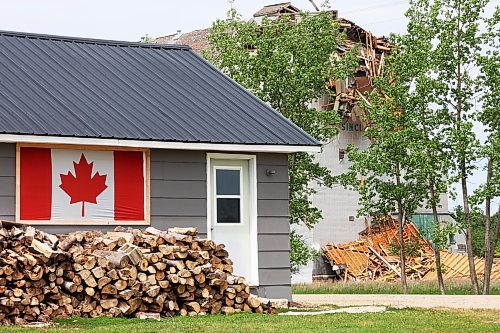 17062024
Debris is strewn around the Sinclair grain elevator in southwestern Manitoba on Monday after it was heavily damaged during storms over the weekend. 
(Tim Smith/The Brandon Sun)