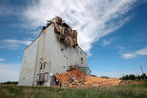 17062024
Debris is strewn around the Sinclair grain elevator in southwestern Manitoba on Monday after it was heavily damaged during storms over the weekend. 
(Tim Smith/The Brandon Sun)