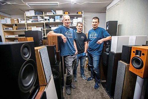 MIKAELA MACKENZIE / FREE PRESS

Sergiy (left), Viktor, and Leonid Yamborko, owners of Altitudo Audio (a high-end audio components store), on Tuesday, June 18, 2024. 

For Aaron Epp story.

