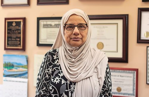 Mike Thiessen / Winnipeg Free Press 
Shahina Siddiqui, volunteer executive director of the Islamic Social Services Association. ISSA is holding an open house and discussion about Islam at the Winnipeg Central Mosque on August 3. For Brenda Suderman. 230727 &#x2013; Thursday, July 27, 2023