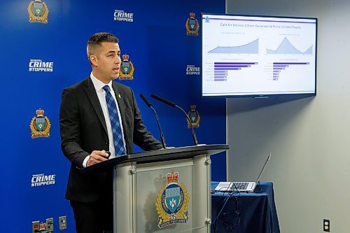 MIKE DEAL / FREE PRESS
Winnipeg Police Service Data analyst, David Bowman, holds a technical briefing at Police HQ with regards to the newly released 2023 Statistical Report Tuesday morning.
240618 - Tuesday, June 18, 2024.