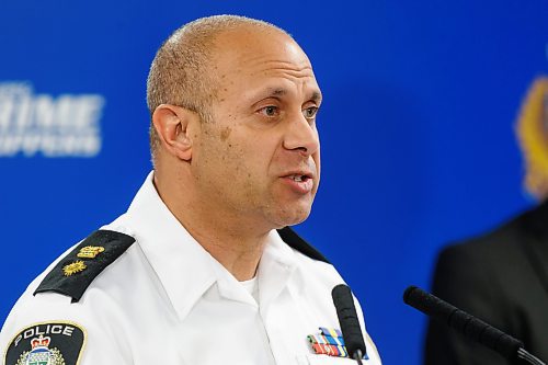 MIKE DEAL / FREE PRESS
Winnipeg Police Service Superintendents Dave Dalal, Uniform Operations, answers questions during a technical briefing at Police HQ with regards to the newly released 2023 Statistical Report Tuesday morning.
240618 - Tuesday, June 18, 2024.