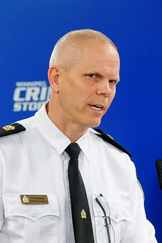 MIKE DEAL / FREE PRESS
Winnipeg Police Service Superintendents Cam Mackid, Investigations, answers questions during a technical briefing at Police HQ with regards to the newly released 2023 Statistical Report Tuesday morning.
240618 - Tuesday, June 18, 2024.