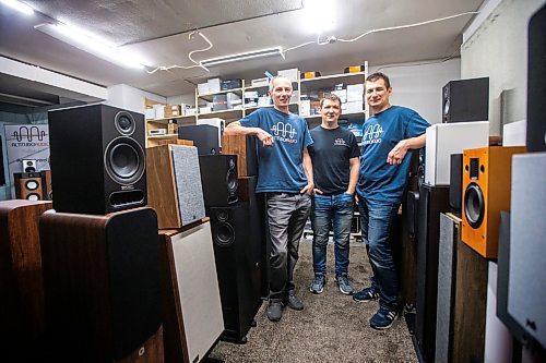 MIKAELA MACKENZIE / FREE PRESS

Sergiy (left), Viktor, and Leonid Yamborko, owners of Altitudo Audio (a high-end audio components store), on Tuesday, June 18, 2024. 

For Aaron Epp story.

