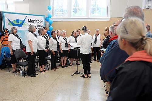 18062024
Members of the Women in Harmony choir sing during the opening ceremonies for the 2024 Manitoba 55+ Games at the Dome Building on Tuesday morning. (Tim Smith/The Brandon Sun)