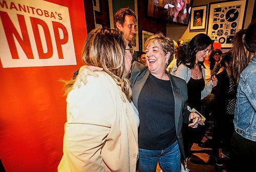 JOHN WOODS / FREE PRESS
Supporters of Carla Compton and premier Wab Kinew celebrate Compton&#x573; win in Tuxedo&#x573; by-election at a local restaurant in Winnipeg Tuesday, June 18, 2024.

Reporter: nicole